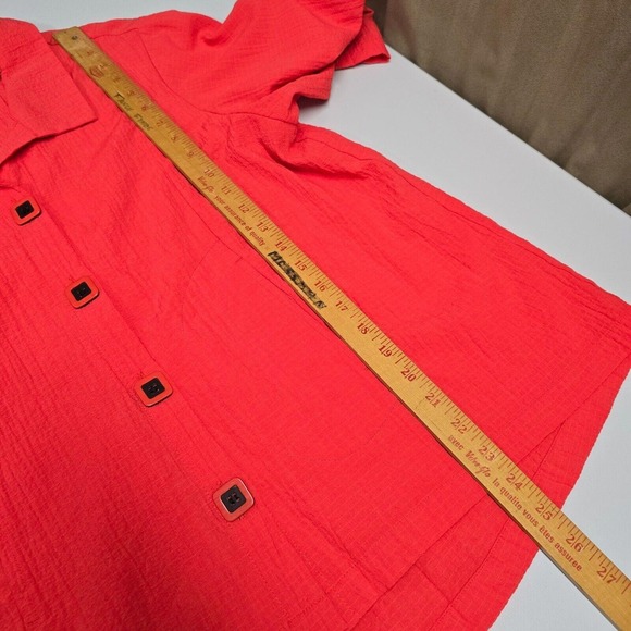 Habitat‎ Womens Pink Textured Button Up Shirt Size L Lagenlook Artsy Lightweight - Picture 14 of 15